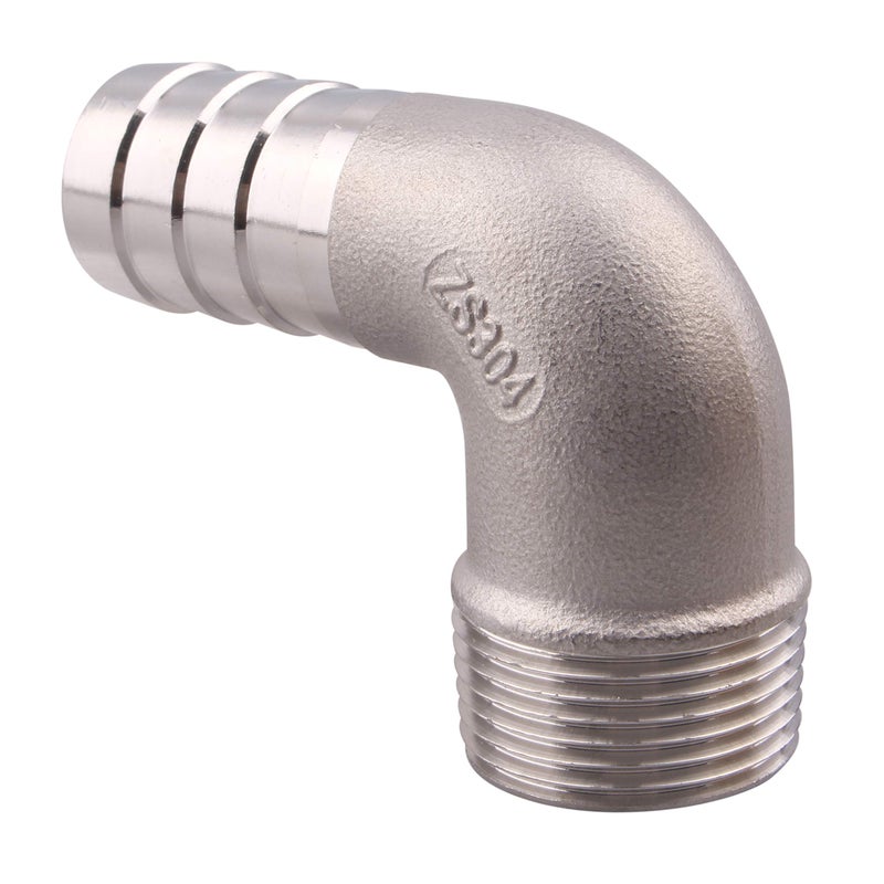 DERNORD 1" Hose Barb x 1" Male NPT Stainless Steel 90 Degree Elbow- Home Brew Pipe Fitting - Image 3